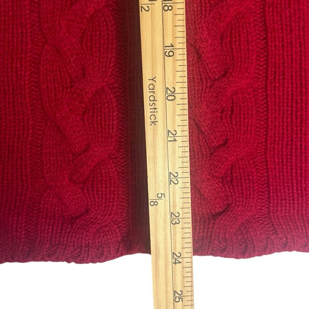 Vintage Red Cashmere Turtleneck Sweater Womens Medium Luxury Cable Knit - Picture 7 of 9